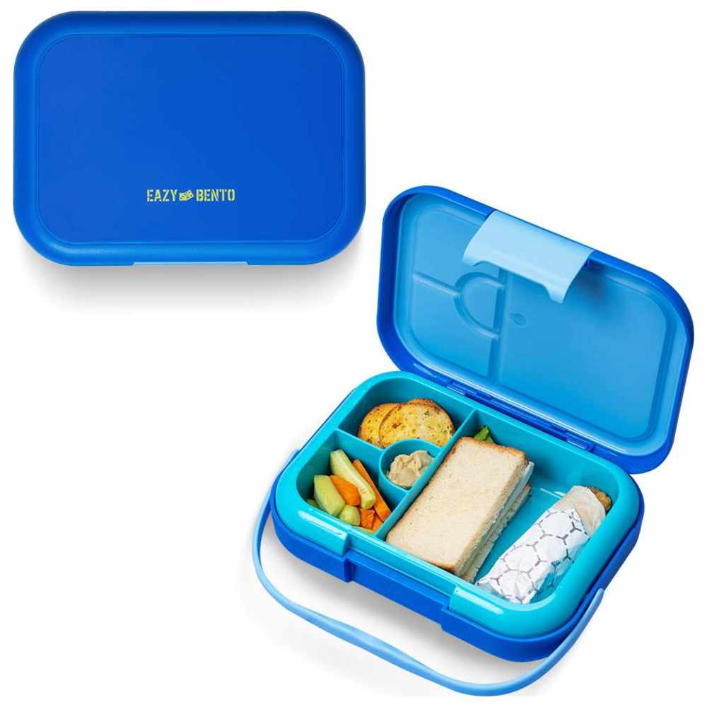 إيزي كيدز - صندوق غداء بينتو مخصص بأربع أقسام - مات أزرق