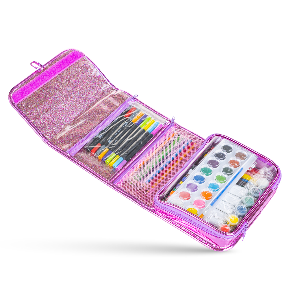 Eazy kids - Art Supplies Carrying Case - Mermaid - Pink - 82 Pcs
