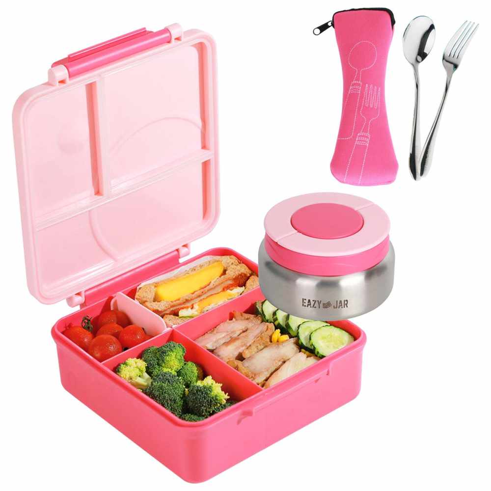 Eazy Kids - Personalized 3/4 Jumbo Lunch Box Set - Pink 