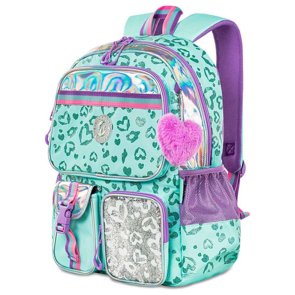 Eazy Kids - Personalized School Bag with Lunch Bag And Pencil Pouch - Love Green