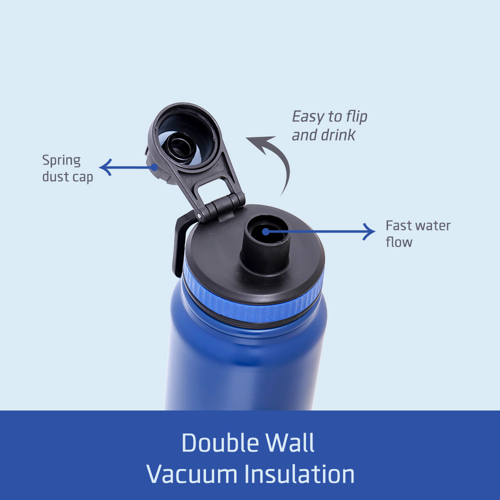 Eazy Kids - Insulated Stainless Steel Tracking Water Bottle - 800ml - Blue