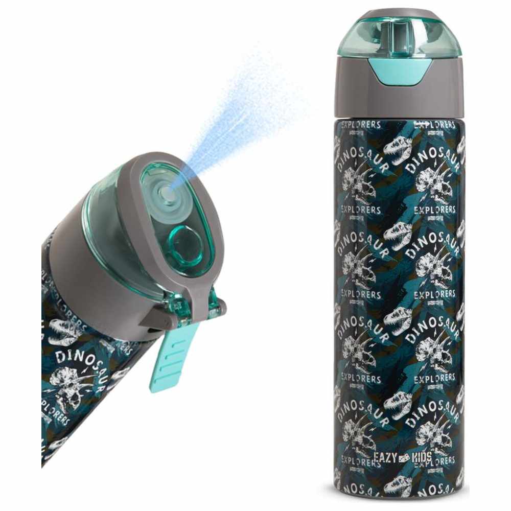 إيزي كيدز - زمزمية مياه معزولة مخصصة مع بخاخ - ديناصورات - 640 مل