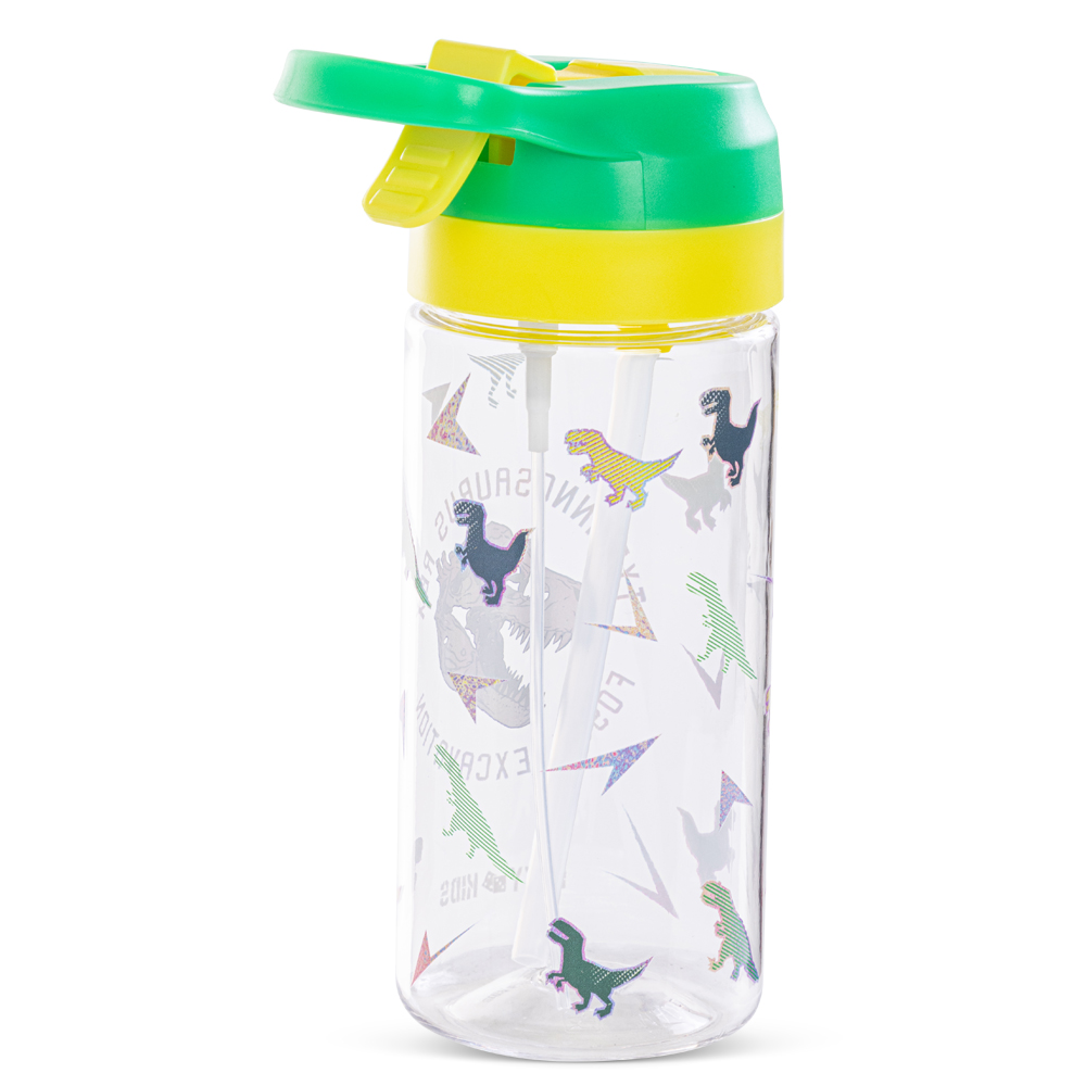 Eazy Kids - Dinosaur Tritan Water Bottle with Spray 500ml - Green/Yellow