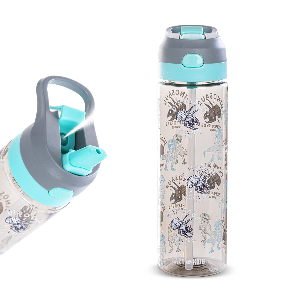 Eazy Kids - Tritan Water Bottle with Spray Function - Dinosaur Explorers - 750ml