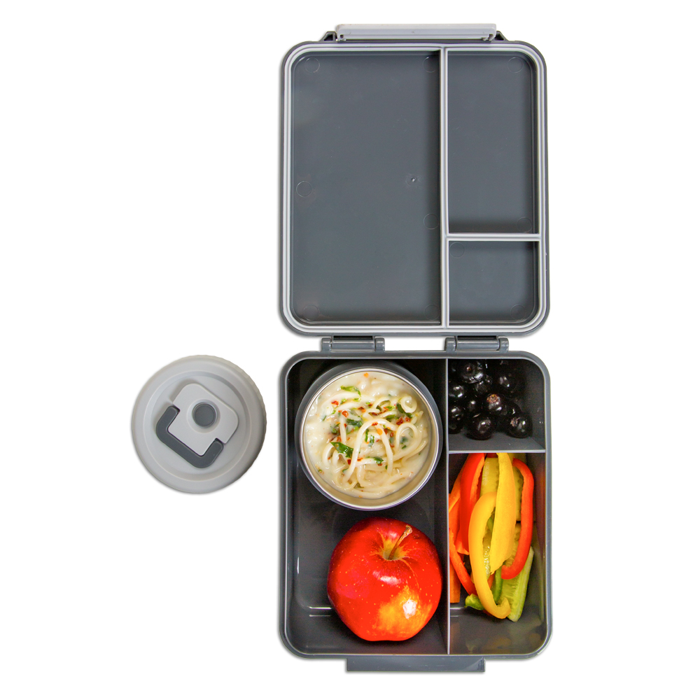 Hydrobrew - 3 Compartment Bento Lunch Box & Food Jar Set - Dinosaurs - 2 Pcs