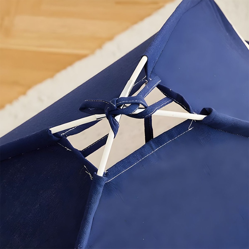 Little Story - Foldable Teepee Playpen Canvas Tent Hut Play House - Blue/White