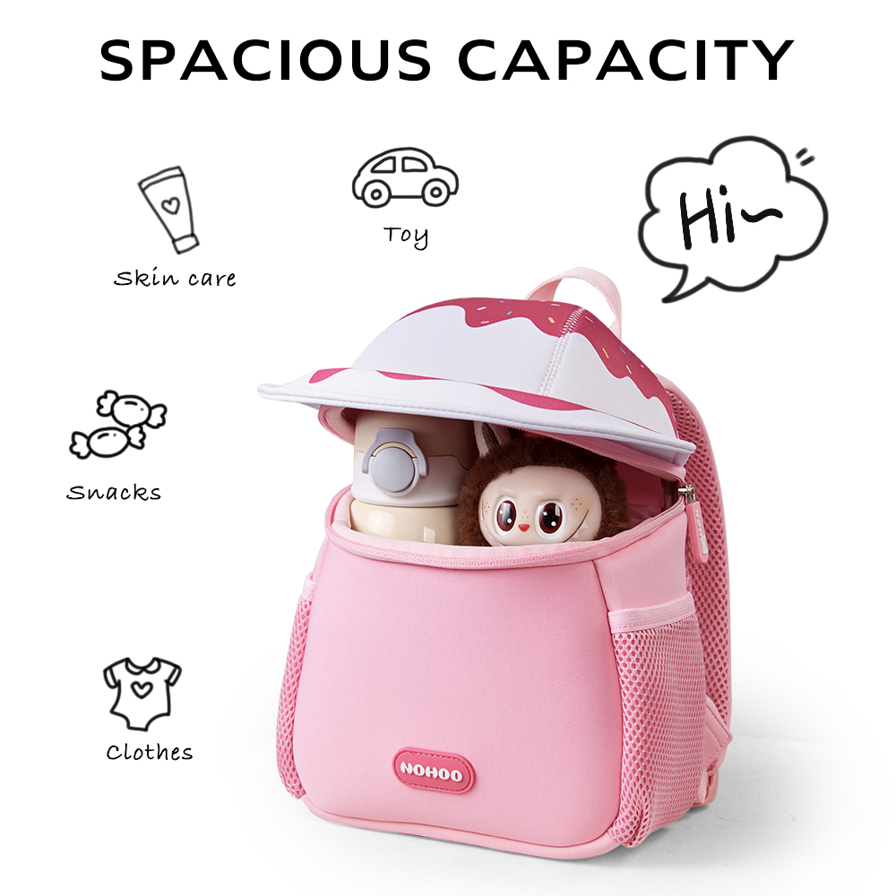 Nohoo - 3D Cute Marshmallow Kids School/Activity Bag - Pink - 10-Inch/25.5cm