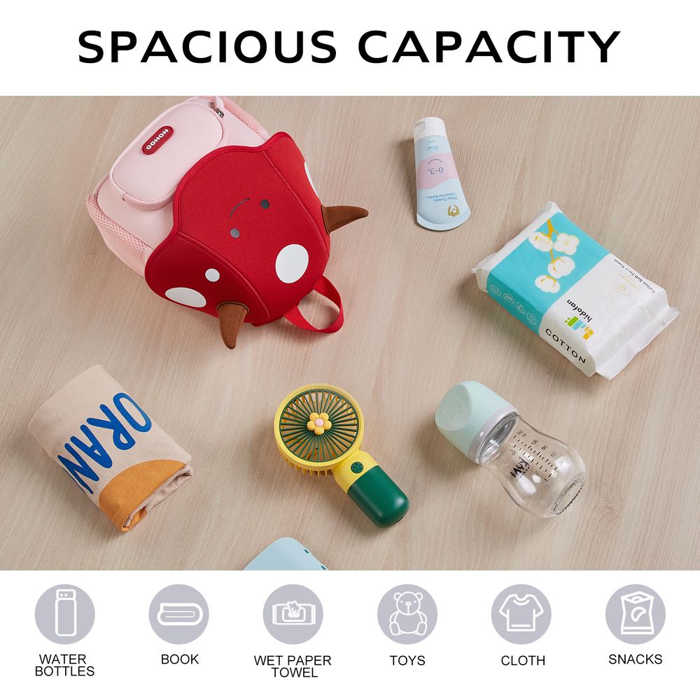 نوهو - شنطة مدرسية/شنطة أنشطة للأطفال - ملاك لطيف ثلاثي الأبعاد - أحمر - ١٠ إنش/٢٥.٥ سم