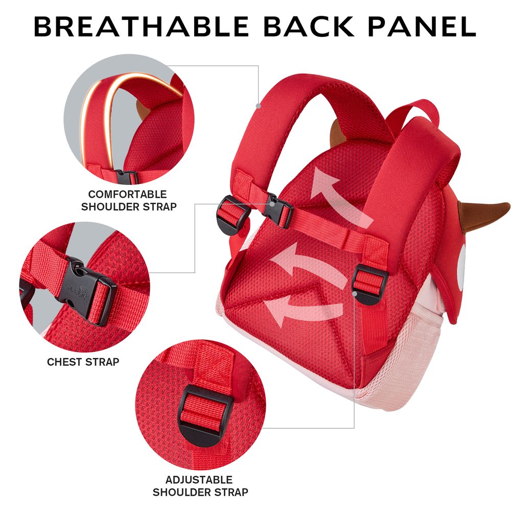 نوهو - شنطة مدرسية/شنطة أنشطة للأطفال - ملاك لطيف ثلاثي الأبعاد - أحمر - ١٠ إنش/٢٥.٥ سم