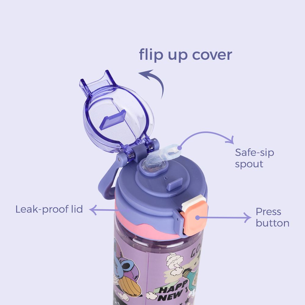 Nova Kids - Water Bottle 700ml with Straw- Purple