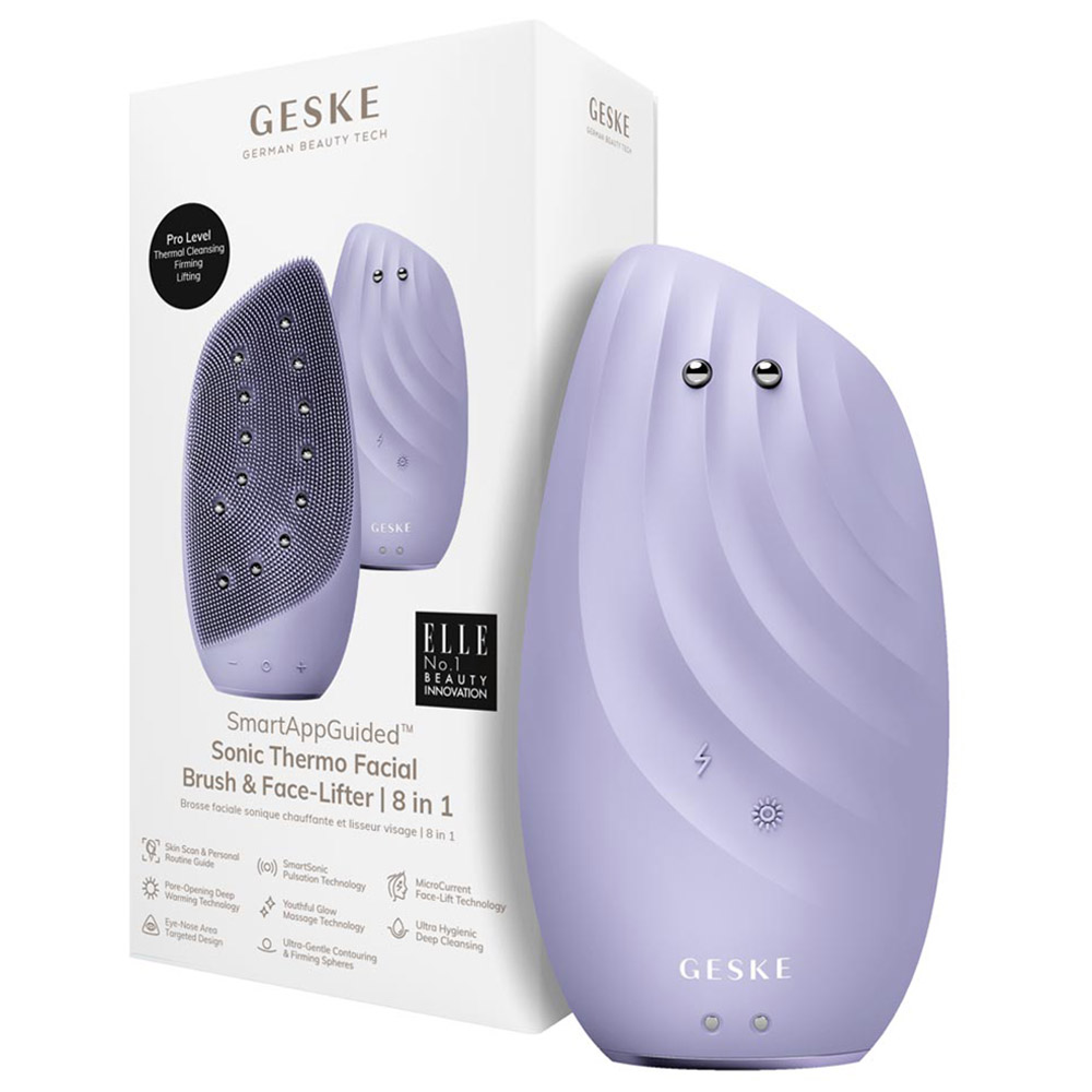 Geske - 8-in-1 Electric Sonic Thermo Facial Brush & Face Lifter - Purple