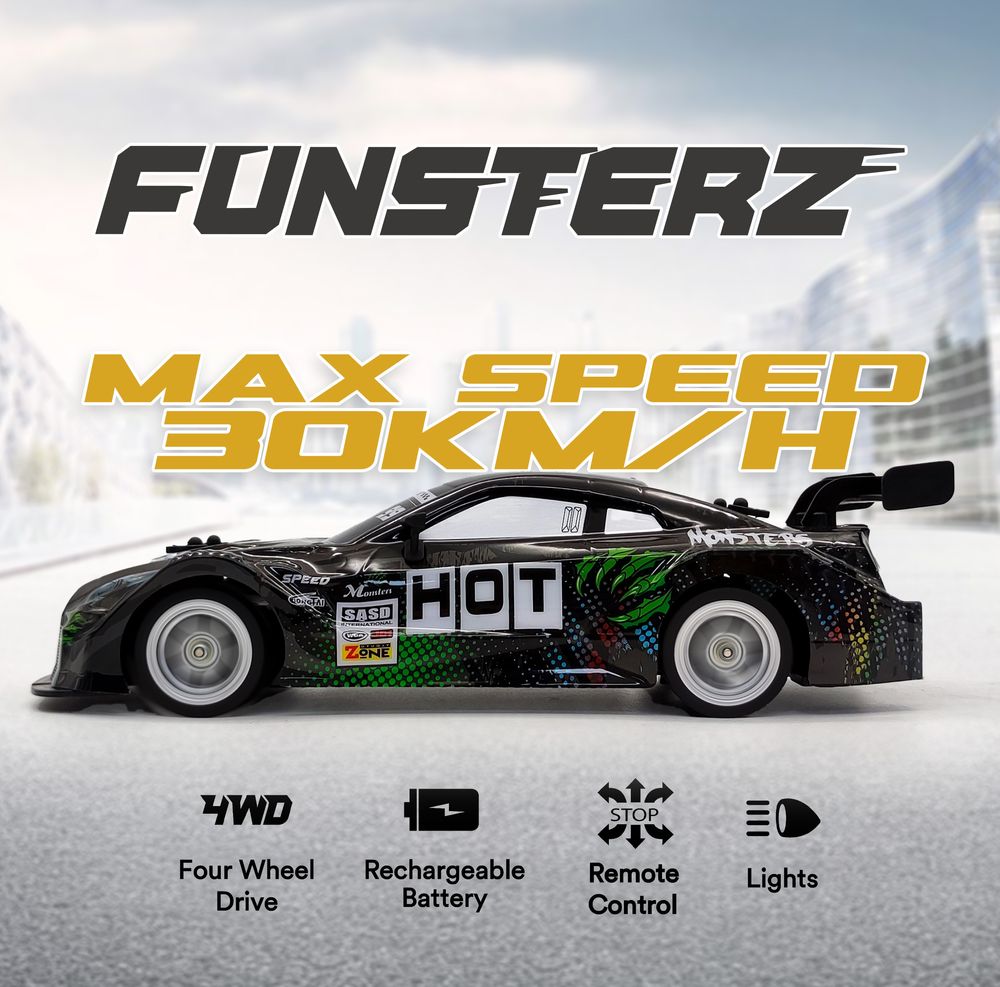 Funsterz - Drift Series Rc Car Hot Racing Monster Design - Dark Grey
