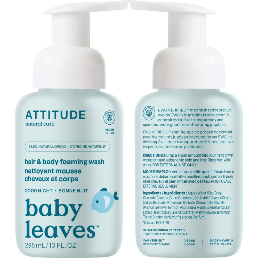 Attitude Baby Leaves 2-In-1 Hair And Body Foaming Wash - Good Night - 295 ml