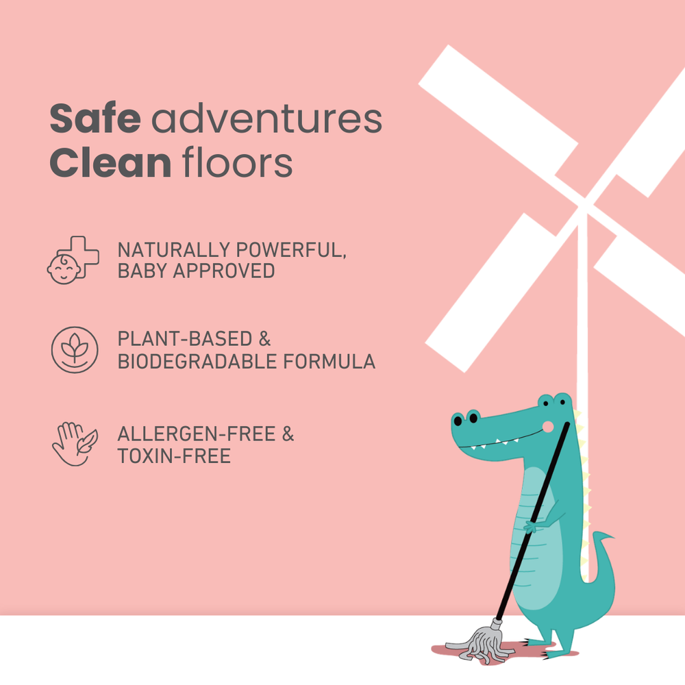 ويندميل بيبي - منظف أرضيات طبيعي - برائحة الحمضيات المنعشة - عبوة من 3 قطع - 950 مل