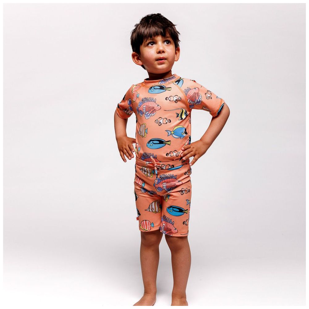 Smafolk - Boy's UV50 Fish Print Trunks - Orange