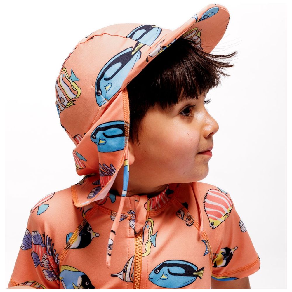 Smafolk - Kids UV50 Fish Print Sun Hat - Orange