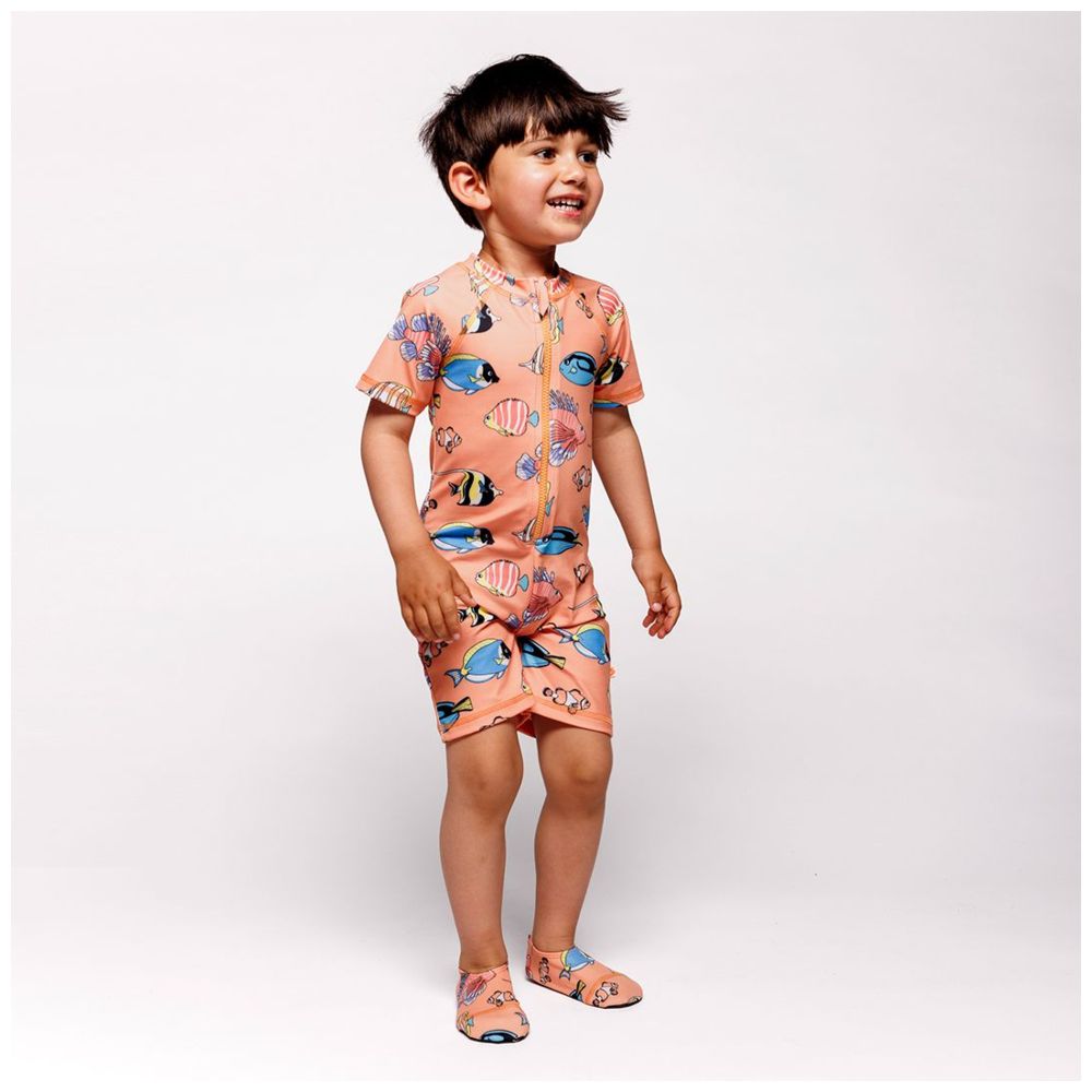 Smafolk - Kids UV50 Fish Print Swim Shoes - Orange