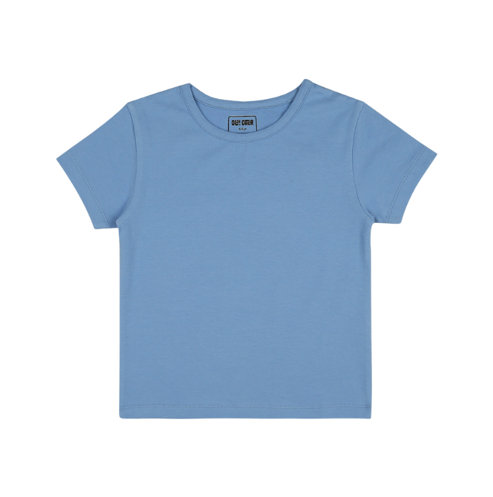 أولا أوتر - تي شيرت سادة بحواف دائرية واسعة - أزرق كورنفلاور