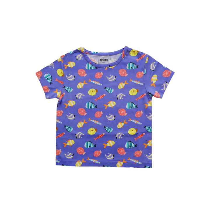 أولا أوتر - تي شيرت واسع بياقة مستديرة - أسماك مشوشة