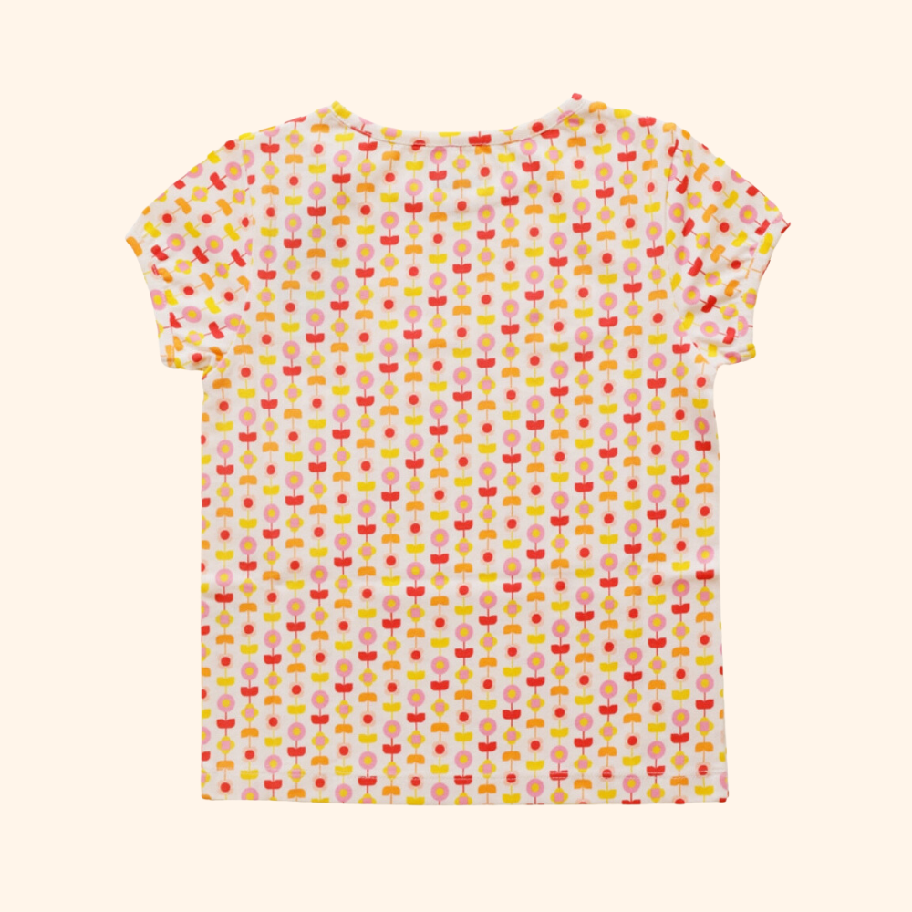 أولا أوتر - تي شيرت بأكمام قصيرة - زهور هندية أبيض