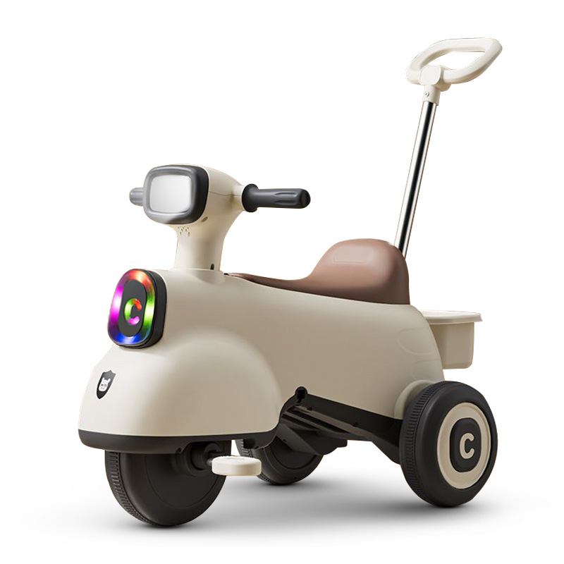 Baybee - 3-In-1 Battery Operated Ride-On Bike - Beige