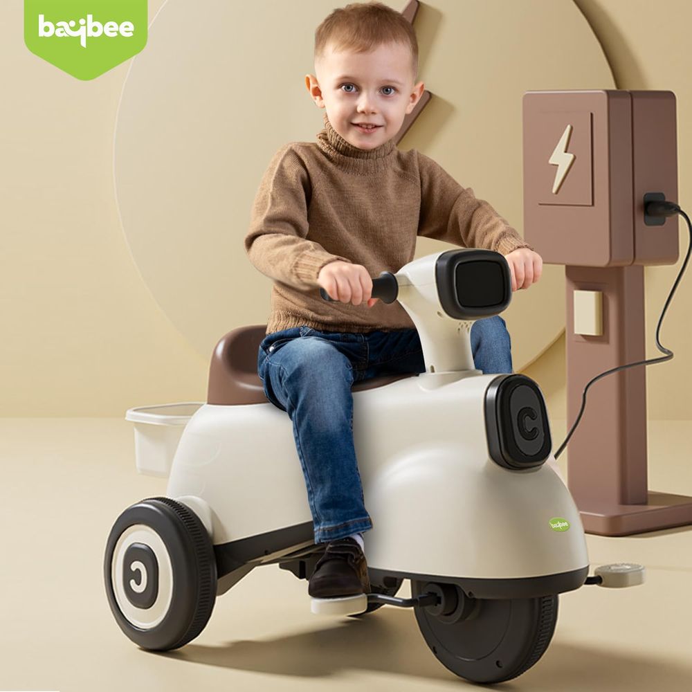 Baybee - 3-In-1 Battery Operated Ride-On Bike - Beige