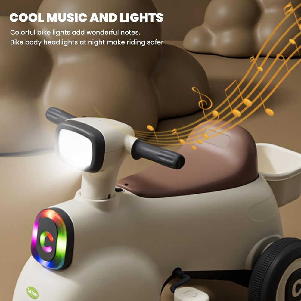 Baybee - 3-In-1 Battery Operated Ride-On Bike - Beige