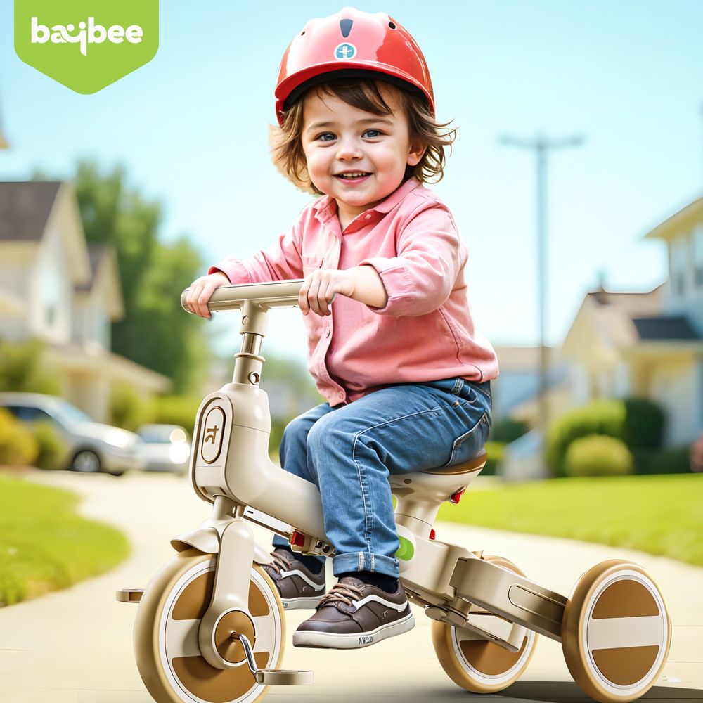 Baybee - Novak 4-In-1 Convertible Baby Tricycle - Brown