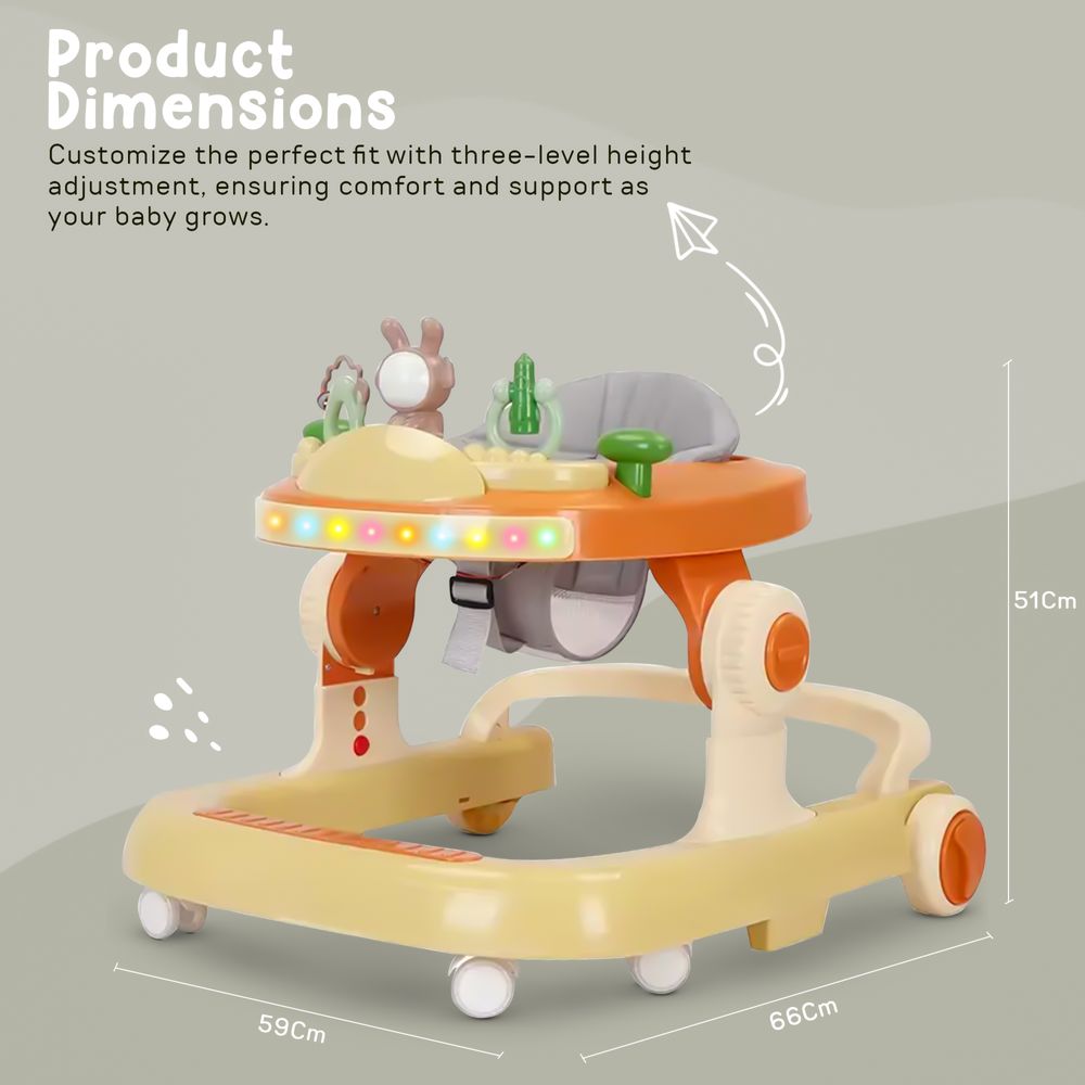 Baybee - 2-In-1 Push Baby Walker - Yellow