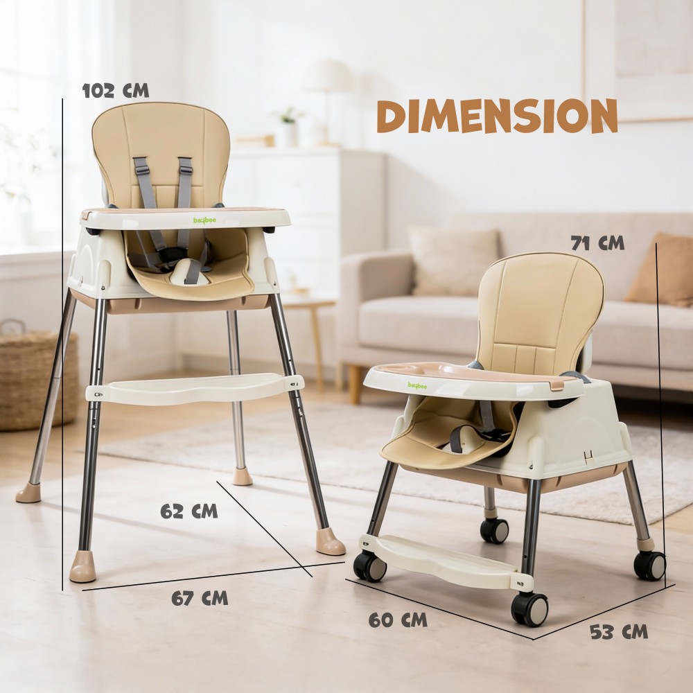 Baybee 4-In-1 Convertible Baby High Chair - Beige