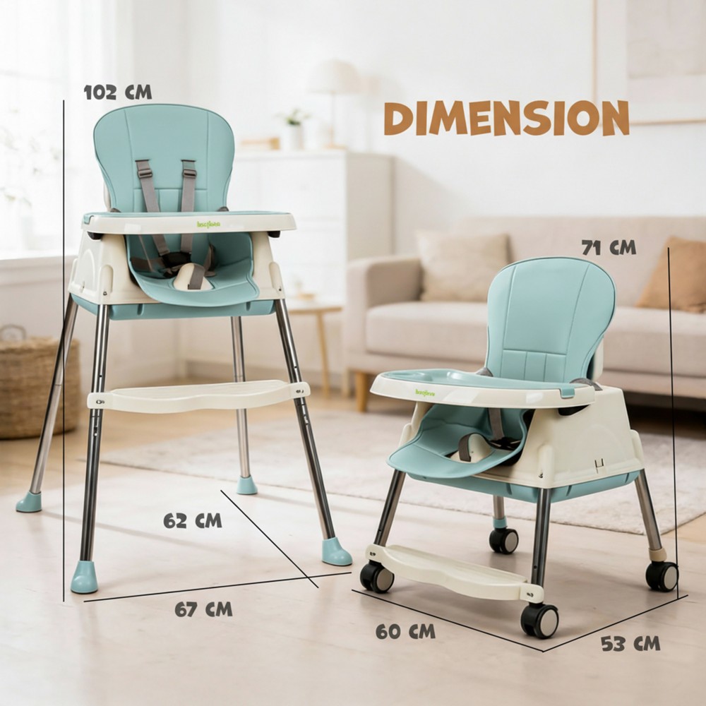 Baybee 4-In-1 Convertible Baby High Chair - Blue
