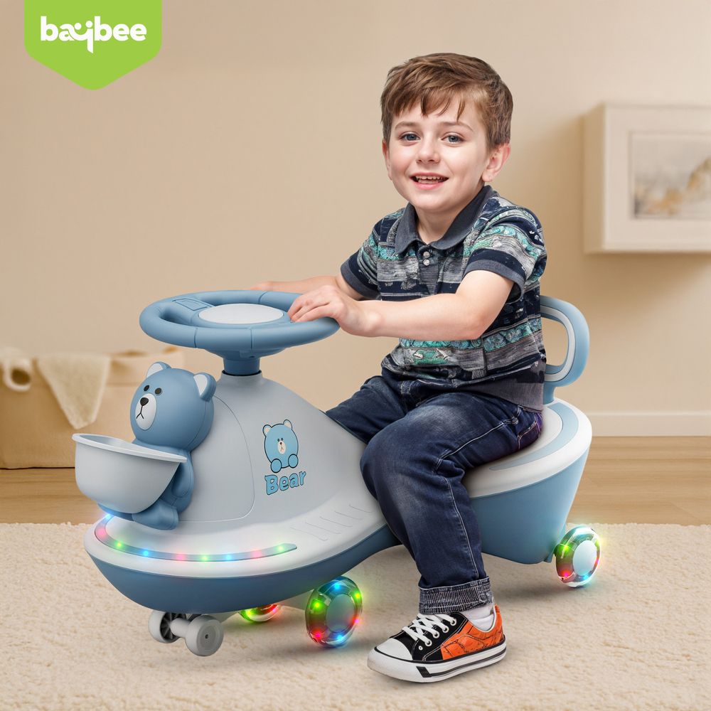 Baybee - Kids' Bear Themed Ride-On Magic Swing Car - Multicolor