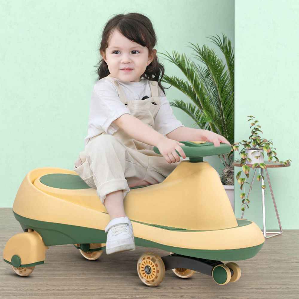 Baybee - Misura Manual Ride-On Swing Car - Yellow