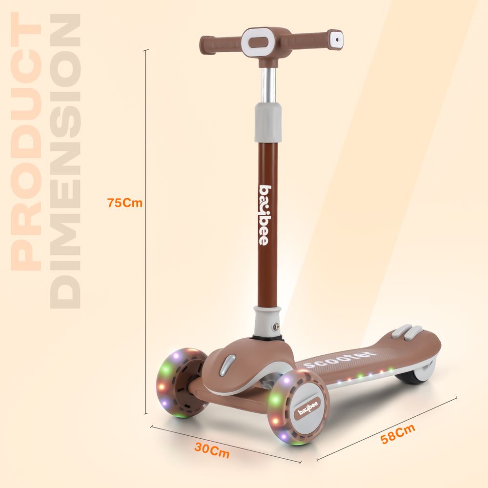 Baybee - Cruze Foldable Kids Scooter - Brown