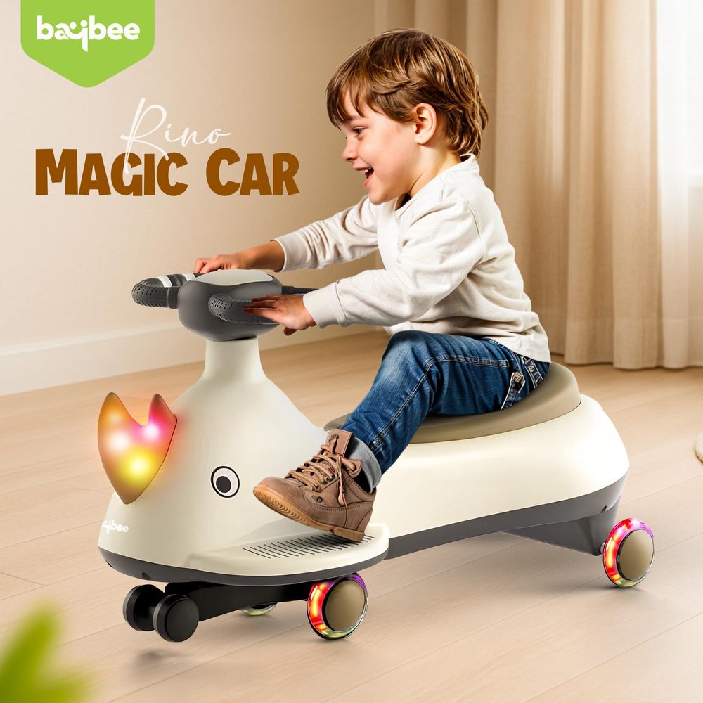 Baybee - Kids' Dino Ride-On Swing Car With LED Wheels - Multicolor