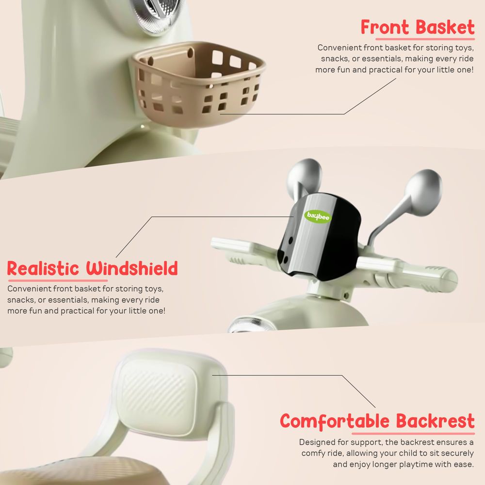 Baybee - Lola Kids Electric Ride-On Scooter - Green