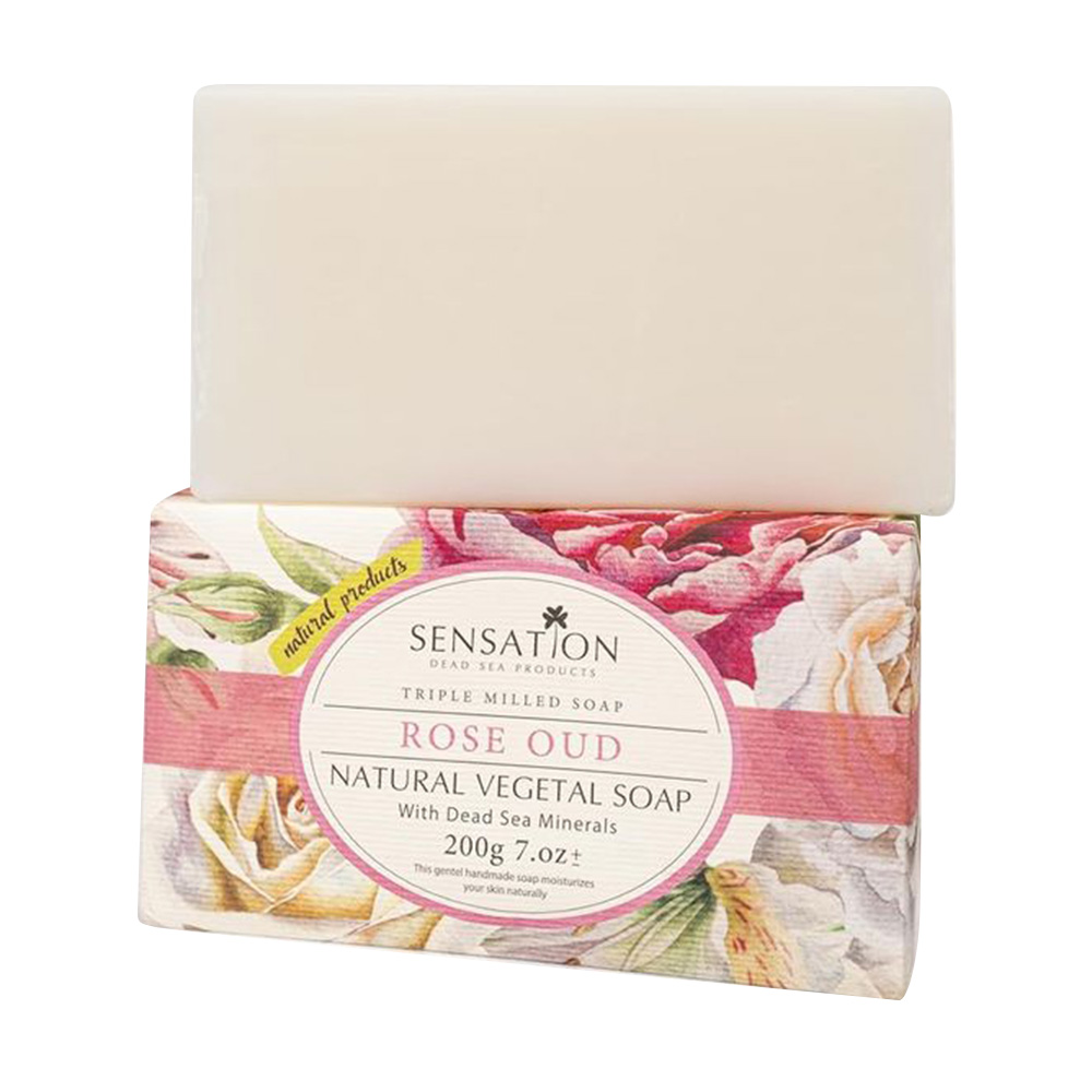 سينسيشن - صابون البحر الميت النباتي المصنوع يدويًا - عود الورد - 200غ