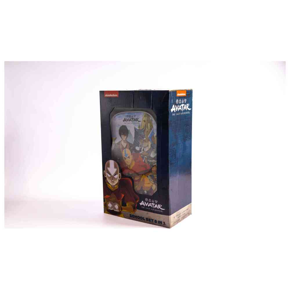 أفاتار - مجموعة شنطة ترولي مقاس 18 إنش مع شنطة غداء، ومقلمة، وزمزمية مياه، وصندوق غداء - رمادي غامق