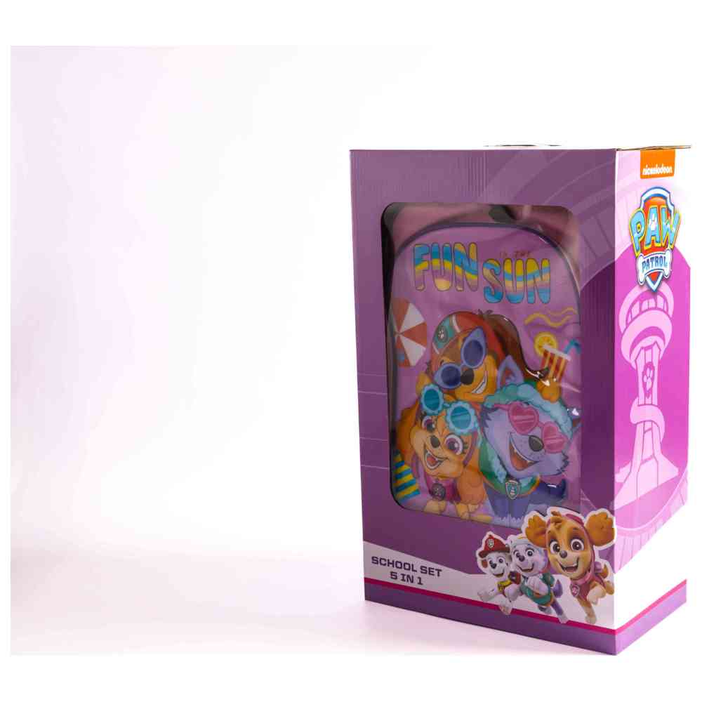 مجموعة شنط باو باترول بعجلات مقاس 18 إنش مع شنطة غداء، ومقلمة، وزمزمية مياه، وصندوق غداء - متعددة الألوان