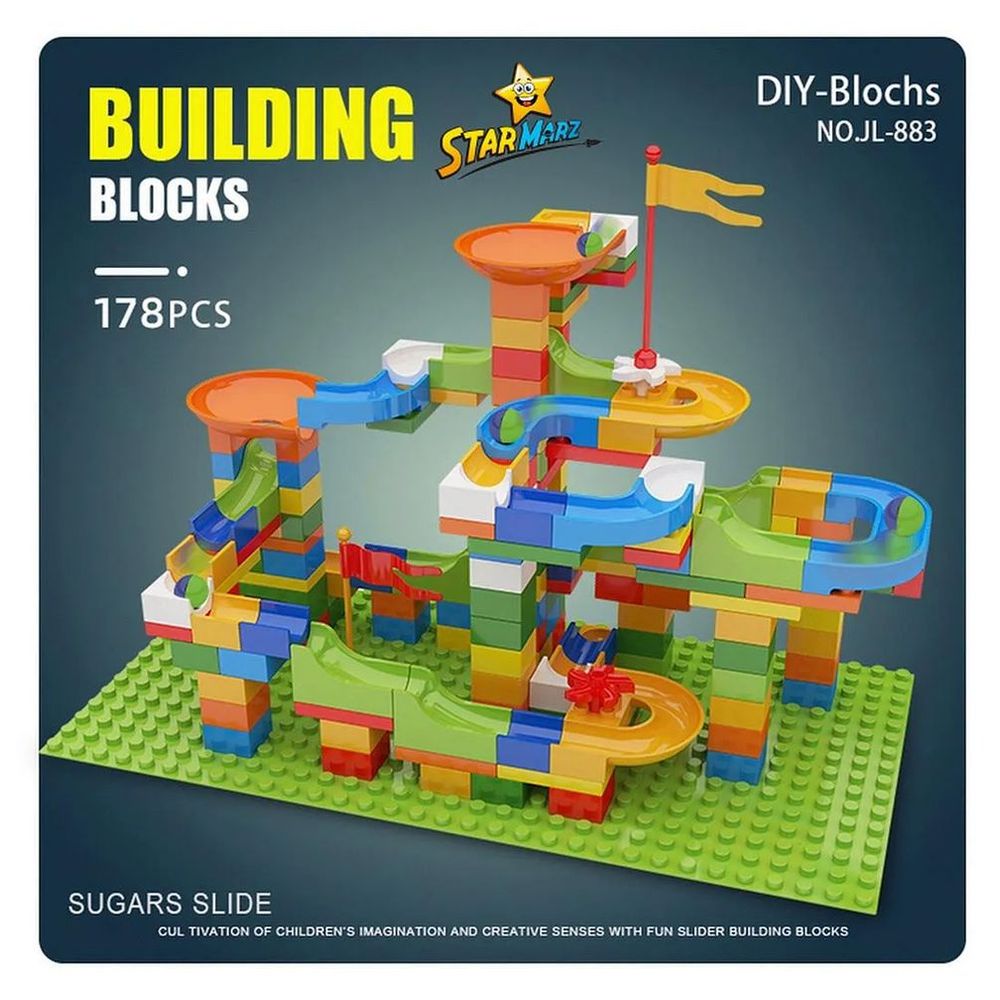 ستارمارز - مجموعة مكعبات بناء من ١٧٨ قطعة مع طاولة وكرسي ومساحة تخزين وقلم - متعددة الألوان