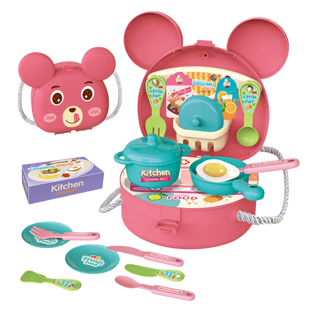 كيكيبي - مجموعة شنطة ظهر للمطبخ - ٢٤ قطعة، مصنوعة من مادة البولي بروبيلين عالية الجودة - وردي