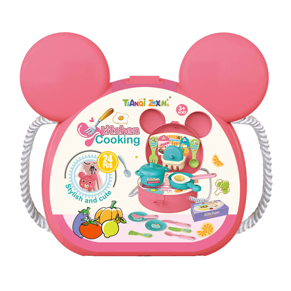 كيكيبي - مجموعة شنطة ظهر للمطبخ - ٢٤ قطعة، مصنوعة من مادة البولي بروبيلين عالية الجودة - وردي