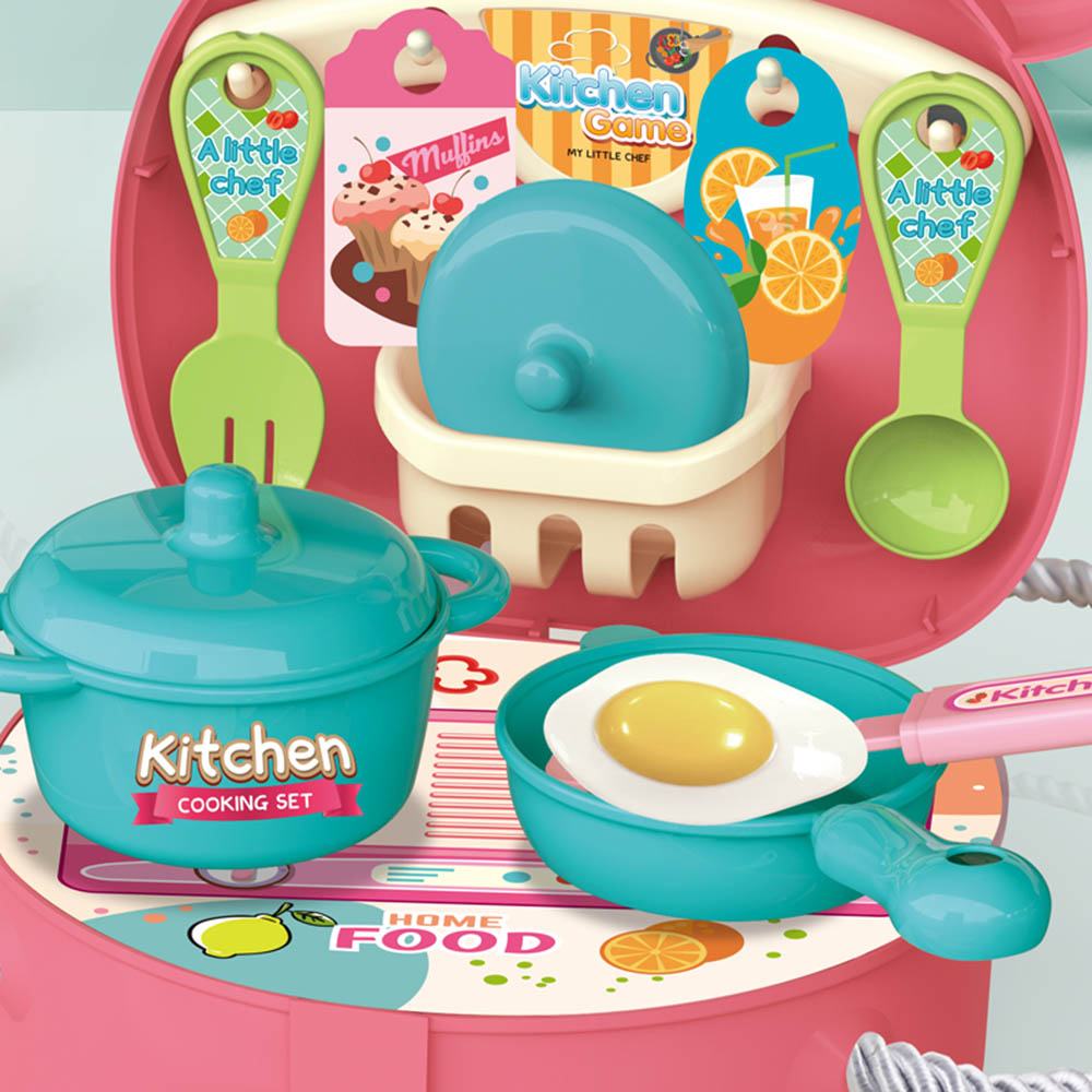 كيكيبي - مجموعة شنطة ظهر للمطبخ - ٢٤ قطعة، مصنوعة من مادة البولي بروبيلين عالية الجودة - وردي