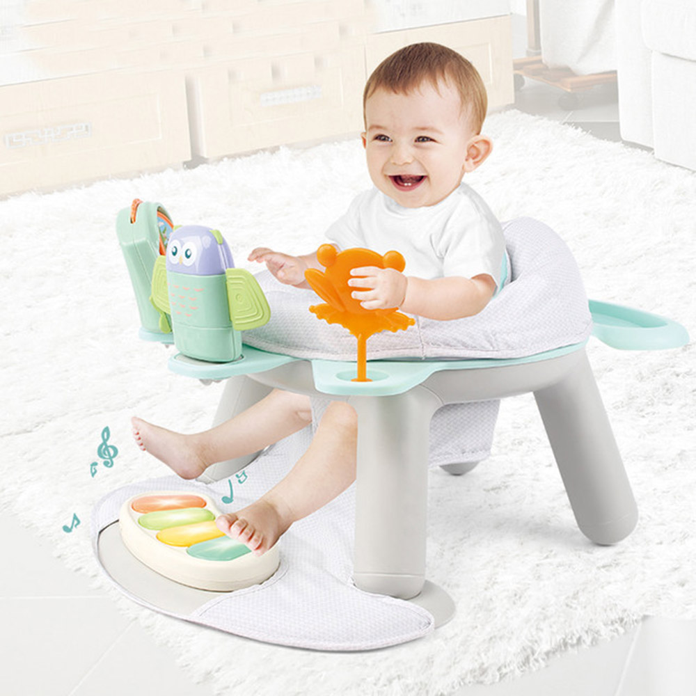 كيكي بيبي - كرسي طعام للأطفال 2 في 1 مع بيانو - متعدد الألوان