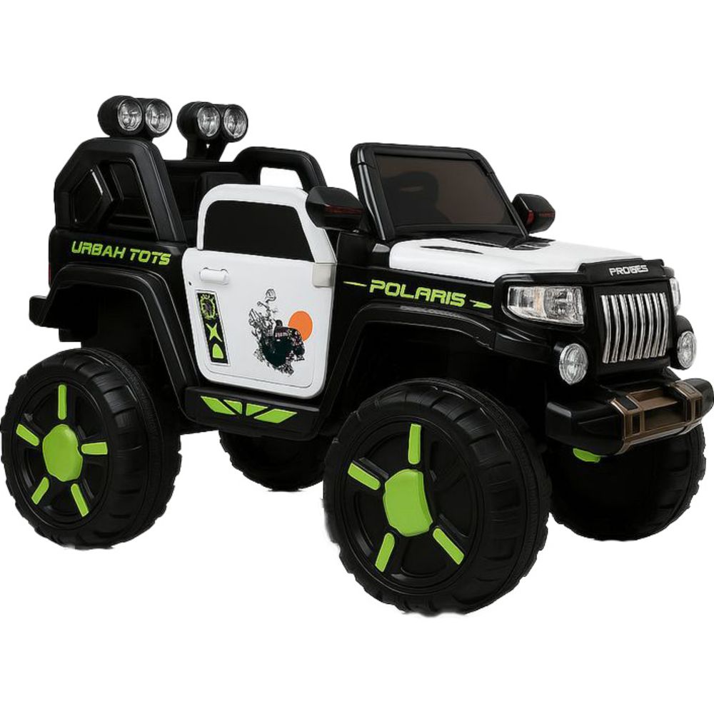 سيارة جيب كهربائية للأطفال من أوربان توتس - بولاريس مونستر - أسود/أبيض - 12 فولت