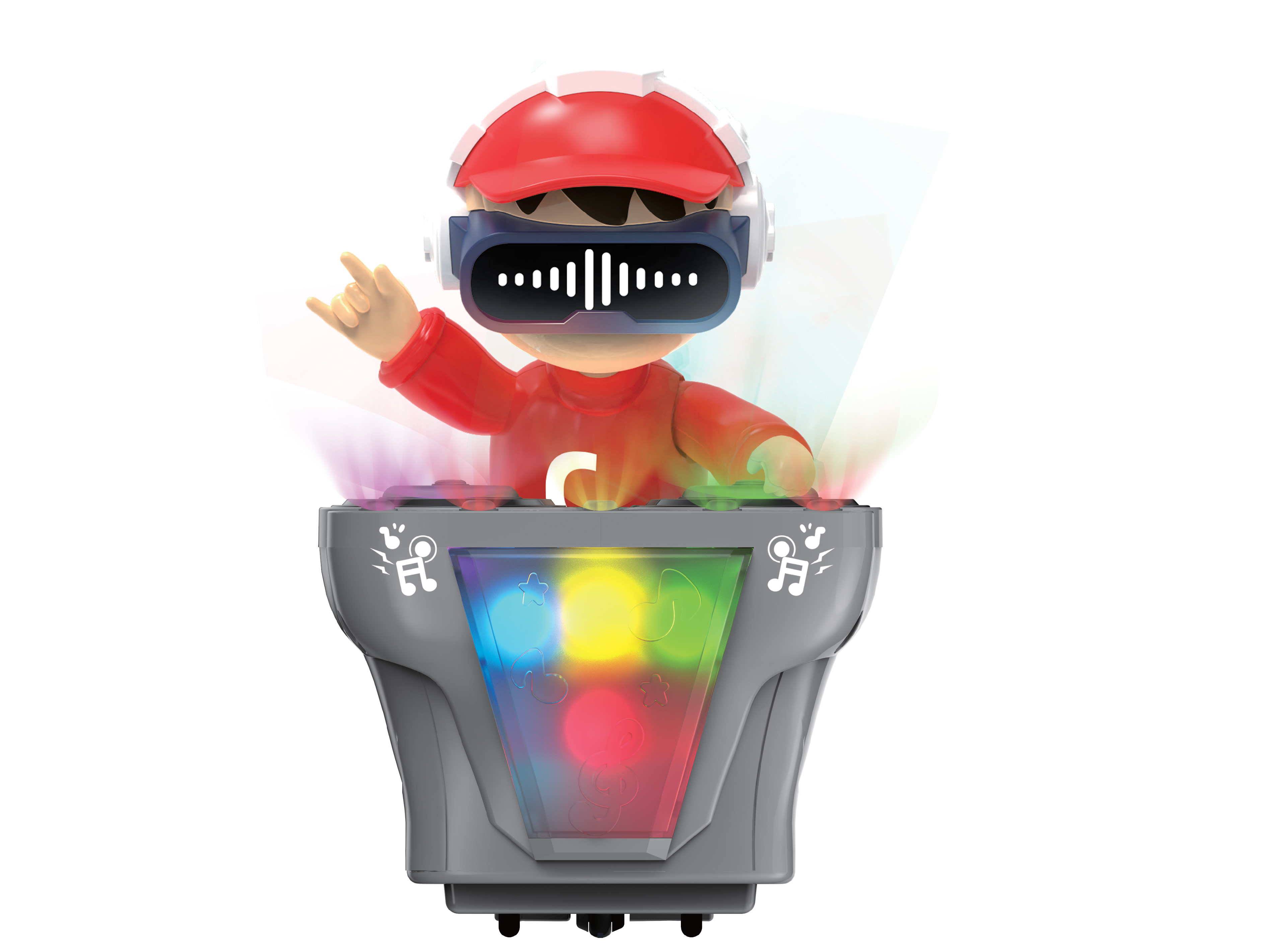 أوربان توتس - دي جي مان روبوت دي جي تفاعلي مع موسيقى ديناميكية وأضواء LED - برتقالي وأحمر