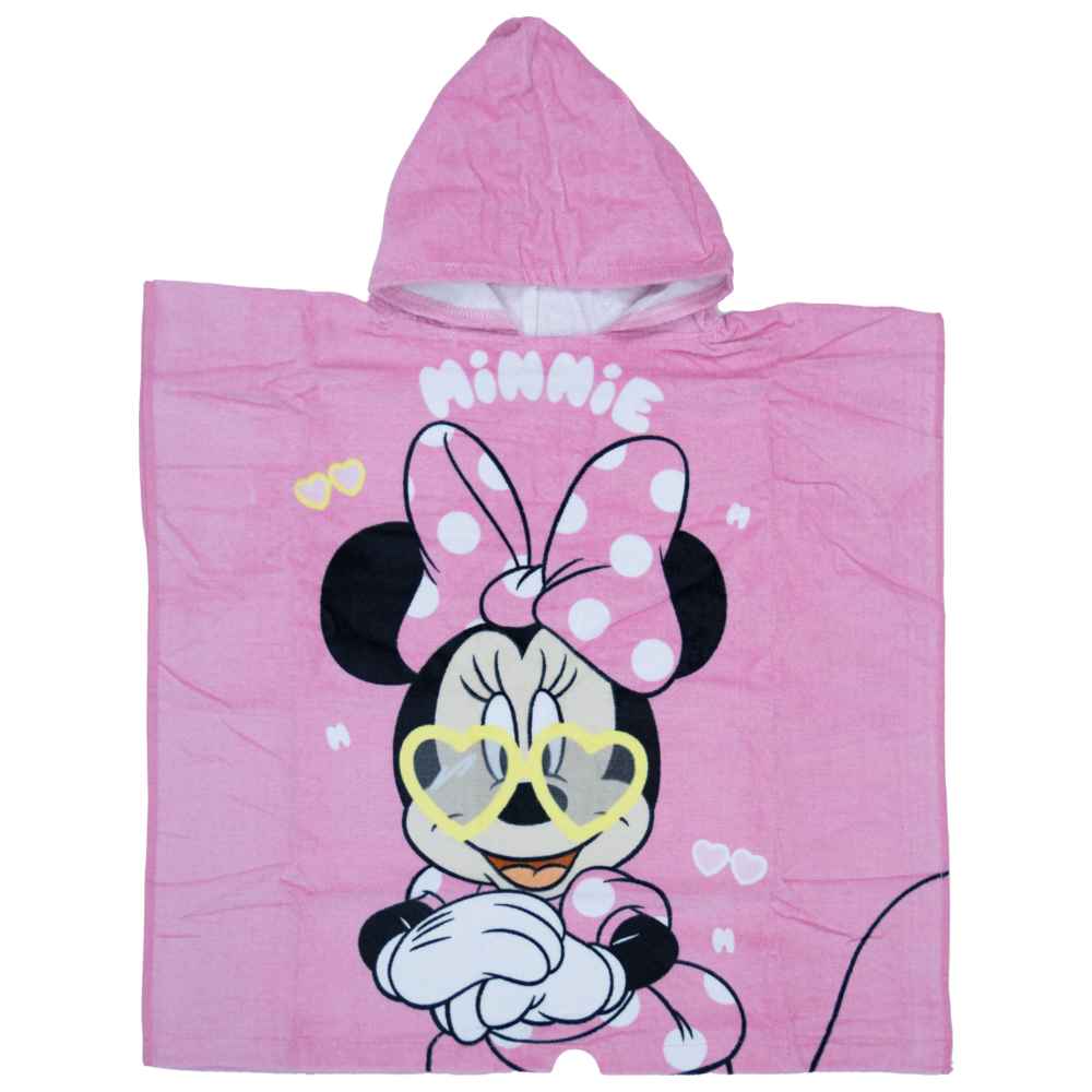 منشفة بونشو ميني كيدز - منشفة حمام ناعمة ماصة بغطاء رأس من القطن بنسبة 100% - وردي - للبنات