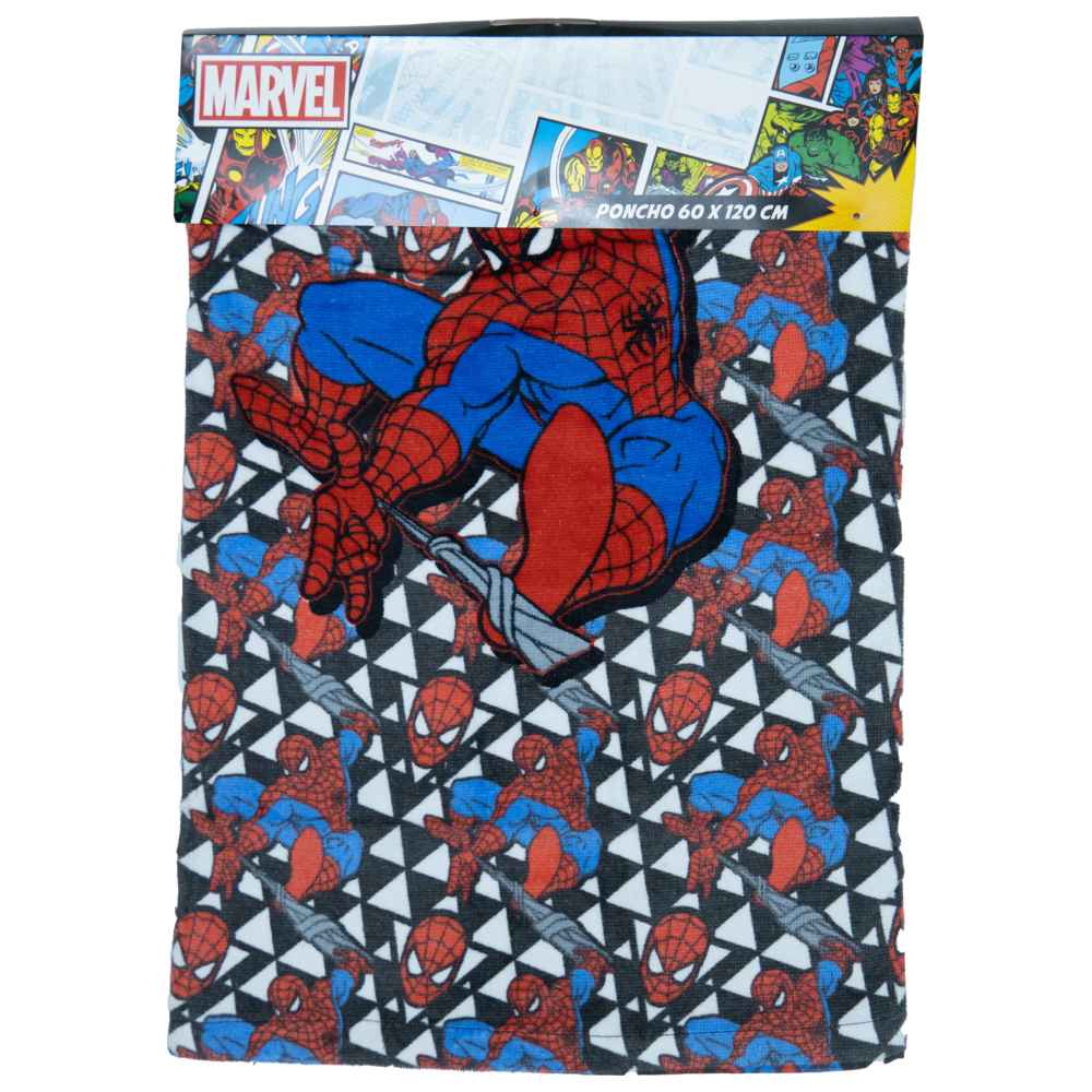 سبايدرمان - منشفة بونشو للأطفال - منشفة حمام ناعمة وماصة بغطاء رأس للأولاد - متعددة الألوان