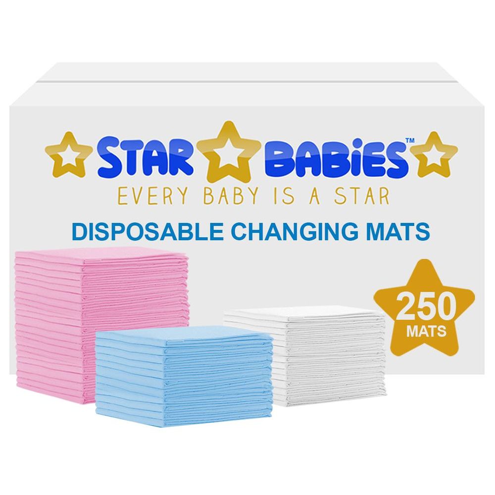 ستار بيبيز - مفارش تغيير حفاضات للاستخدام مرة واحدة - كبير - 250 قطعة - قد يختلف اللون