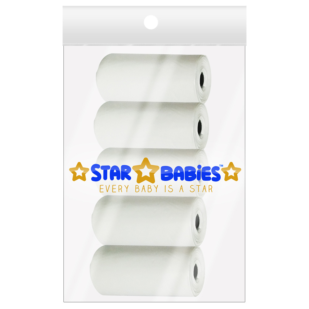 ستار بيبيز - أكياس حفاضات معطرة - أبيض - 5 رول - 75 كيس